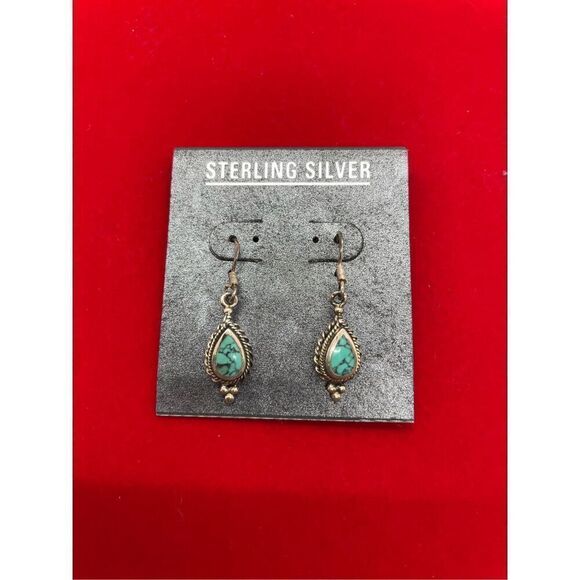 New Marsala Sterling Silver Dyed Turquoise Blue Howlite Drop Hook Earrings Gift - Picture 3 of 6